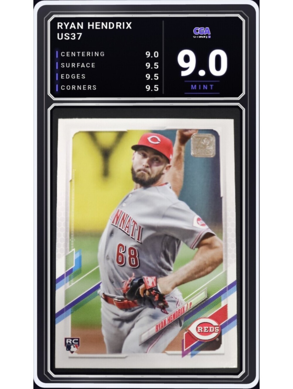 2021 Topps Update #US37 Ryan Hendrix RC Cincinnati Reds - CGA 9.0 Digital Grade